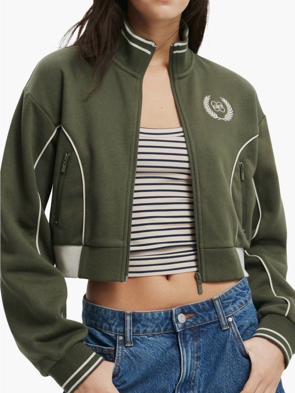 ✅NEW “Cotton On” Cropped
Track Jacket - Dark Olive